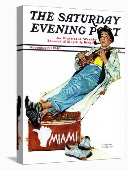 "Hitchhiker to Miami" Saturday Evening Post Cover, November 30,1940-Norman Rockwell-Premier Image Canvas