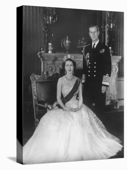 HM Queen Elizabeth II and Hrh Duke of Edinburgh at Buckingham Palace, 12th March 1953-Sterling Henry Nahum Baron-Premier Image Canvas