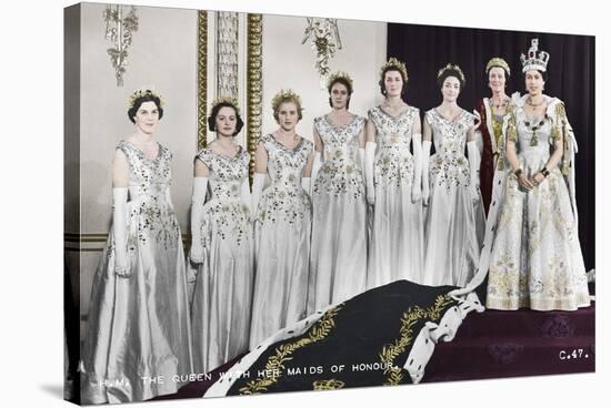 HM Queen Elizabeth II with her Maids of Honour, The Coronation, 2nd June 1953-Cecil Beaton-Premier Image Canvas