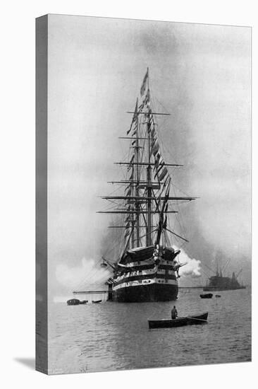 HMS Duke of Wellington Firing a Royal Salute as Flagship at Portsmouth, Hampshire, 1896-Symonds & Co-Premier Image Canvas