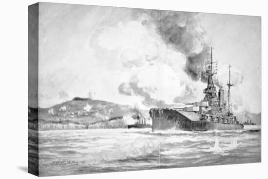 Hms Queen Elizabeth Bombarding the Dardanelles Defences in 1915-Charles John De Lacy-Premier Image Canvas