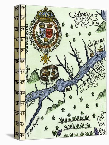 Hochelaga, Site of Montreal, Shown as a Native American Village in Lescarbot's Map, c.1609-null-Premier Image Canvas