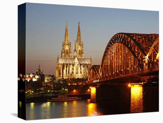 Hohenzollern Bridge over the River Rhine and Cathedral, UNESCO World Heritage Site, Cologne, North-Hans Peter Merten-Premier Image Canvas