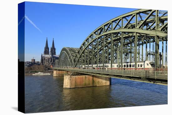 Hohenzollern Bridge with Cologne Cathedral, Cologne, North Rhine-Westphalia, Germany, Europe-Hans-Peter Merten-Premier Image Canvas