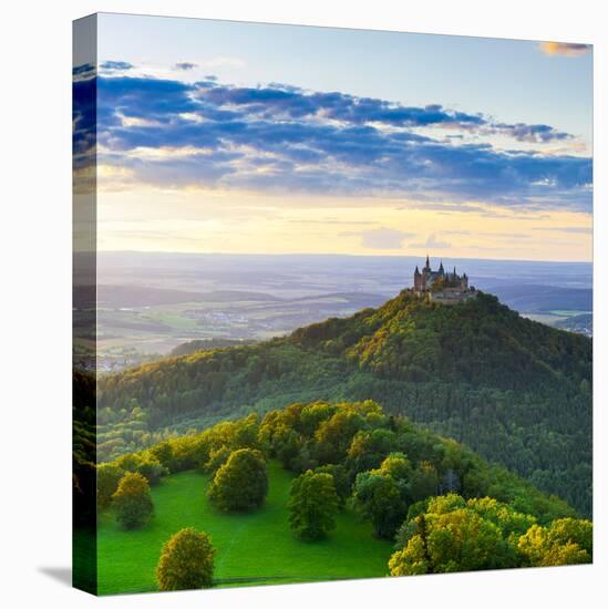 Hohenzollern Castle and Sourrounding Countryside Illuminated at Sunset, Swabia, Baden Wuerttemberg-Doug Pearson-Premier Image Canvas