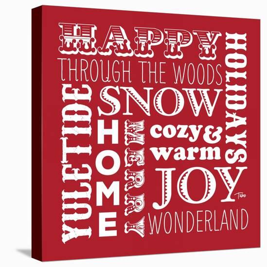 Holiday Words Red-Teresa Woo-Stretched Canvas