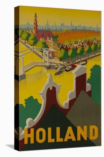 Holland Canal Travel Poster-null-Premier Image Canvas