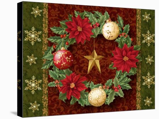 Holly Wreath-Tom Wood-Stretched Canvas