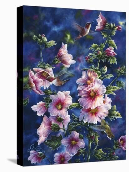 Hollyhocks and Hummingbirds-Jeff Tift-Premier Image Canvas