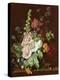 Hollyhocks and Other Flowers in a Vase, 1702-20-Jan van Huysum-Premier Image Canvas