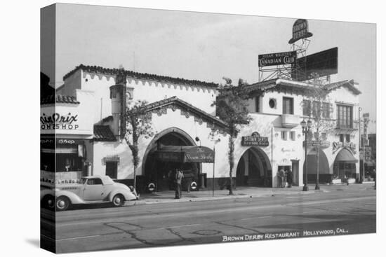 Hollywood, CA Brown Derby Restaurant View Photograph - Hollywood, CA-Lantern Press-Stretched Canvas