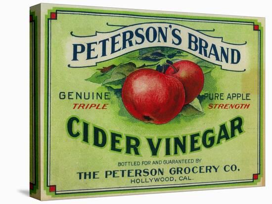 Hollywood, California - Peterson's Cider Vinegar Label-Lantern Press-Stretched Canvas
