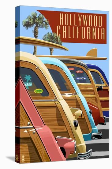 Hollywood, California - Woodies Lined Up-Lantern Press-Stretched Canvas