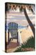 Hollywood, Florida - Adirondack Chair on the Beach-Lantern Press-Stretched Canvas