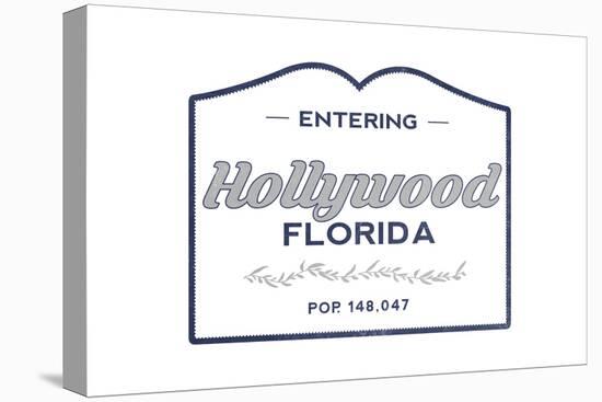Hollywood, Florida - Now Entering (Blue)-Lantern Press-Stretched Canvas