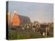 Holstein dairy cows outside a barn, Boyd, Wisconsin, USA-Chuck Haney-Premier Image Canvas