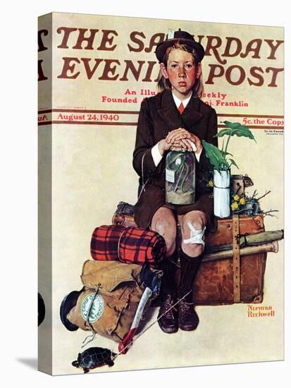 "Home from Camp" Saturday Evening Post Cover, August 24,1940-Norman Rockwell-Premier Image Canvas