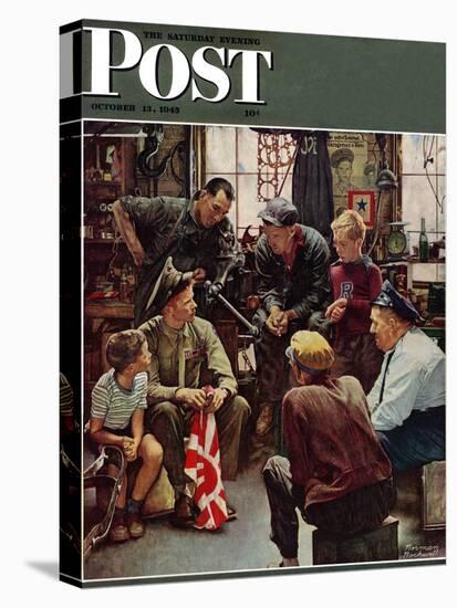 "Homecoming Marine" Saturday Evening Post Cover, October 13,1945-Norman Rockwell-Premier Image Canvas