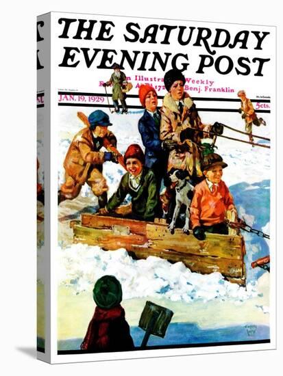 "Homemade Sleigh," Saturday Evening Post Cover, January 19, 1929-Eugene Iverd-Premier Image Canvas