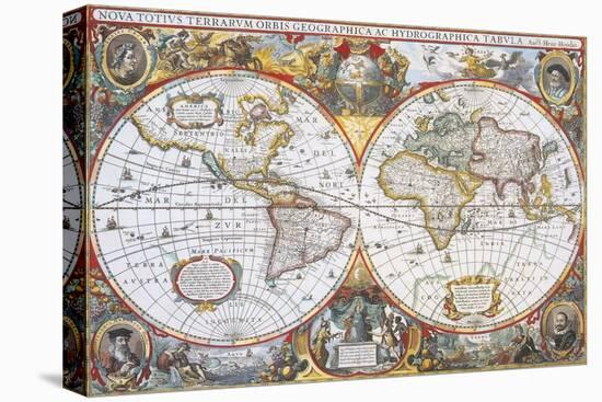 Hondius' World Map, 1630-Science Source-Premier Image Canvas