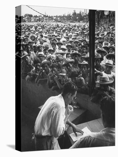 Honduras Labor Leader Manuel Jesus Valencia, Addressing Strikers During Banana Strike-Ralph Morse-Premier Image Canvas