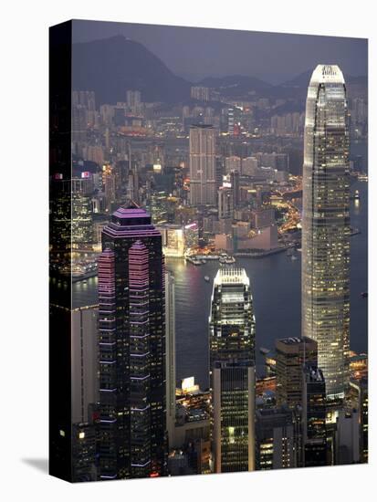 Hong Kong skyline and Victoria Harbor at night-Tibor Bogn?r-Premier Image Canvas