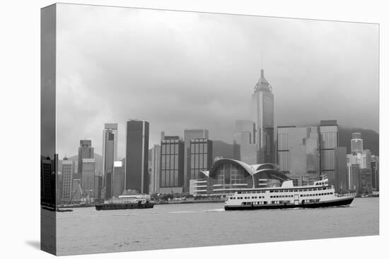 Hong Kong Skyline with Boats in Victoria Harbor in Black and White.-Songquan Deng-Premier Image Canvas