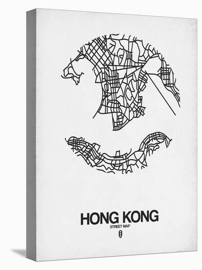 Hong Kong Street Map White-NaxArt-Stretched Canvas