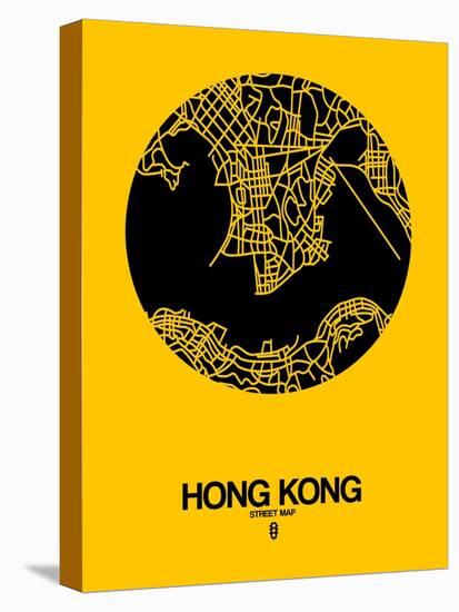 Hong Kong Street Map Yellow-NaxArt-Stretched Canvas
