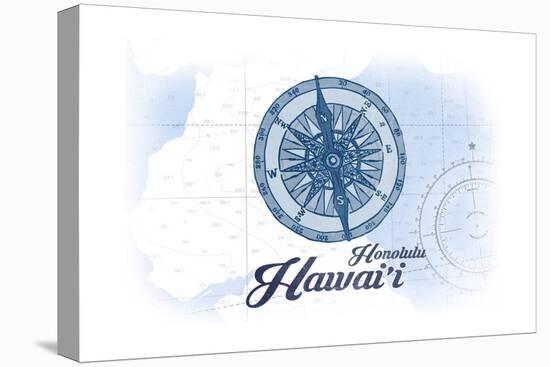 Honolulu, Hawaii - Compass - Blue - Coastal Icon-Lantern Press-Stretched Canvas