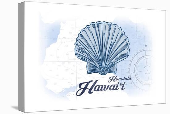 Honolulu, Hawaii - Scallop Shell - Blue - Coastal Icon-Lantern Press-Stretched Canvas