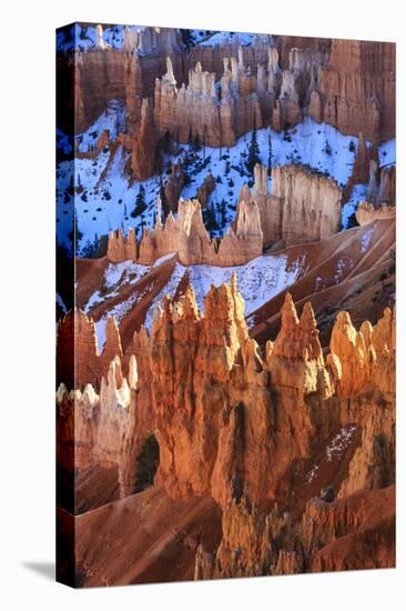 Hoodoos and Snow Lit by Strong Late Afternoon Sun in Winter-Eleanor Scriven-Premier Image Canvas