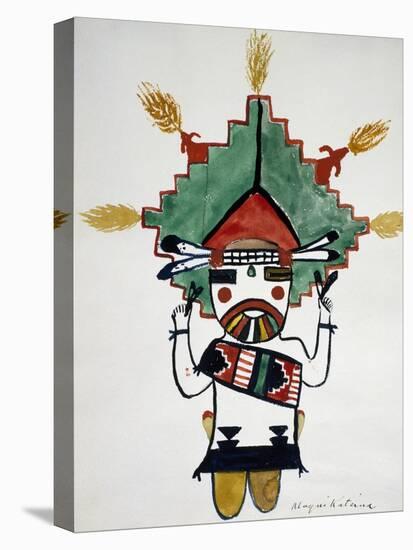 Hopi Kachinas: Small Figure, Kneeling, Wearing Large Headdress-null-Premier Image Canvas