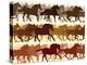 Horizontal Illustration Herd of Horses.-Vertyr-Stretched Canvas