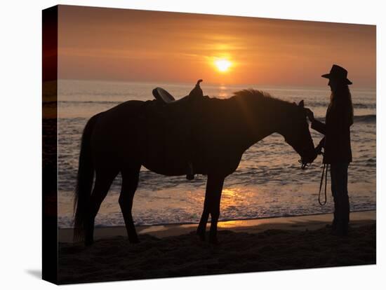 Horse and rider, sunrise, Vilano Beach, Florida-Maresa Pryor-Premier Image Canvas