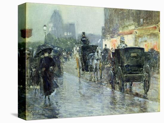 Horse Drawn Cabs at Evening, New York, C.1890-Childe Hassam-Premier Image Canvas