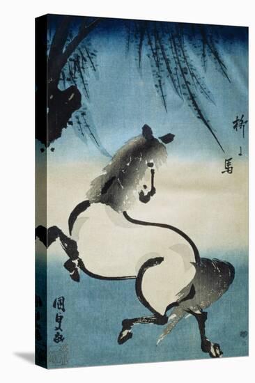 Horse Galloping under Willow Tree-Utagawa Kunisada-Premier Image Canvas