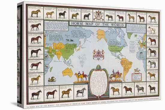 Horse Map of the World Showing Different Breeds-null-Premier Image Canvas