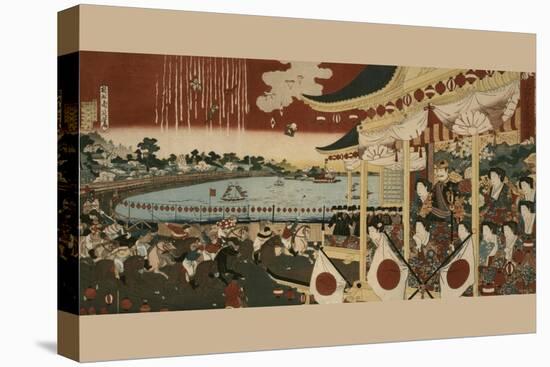 Horse Race at Ueno Park-Chikanobu-Stretched Canvas