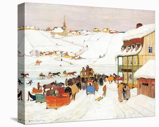 Horse Race in Winter-Clarence Alphonse Gagnon-Stretched Canvas