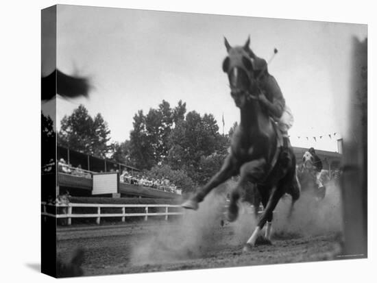 Horse Twisting Its Body as It Hits Turn During Race at Cumberland-Hank Walker-Premier Image Canvas