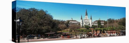 Horsedrawn Carriages on the Road with St. Louis Cathedral in the Background, Jackson Square-null-Premier Image Canvas