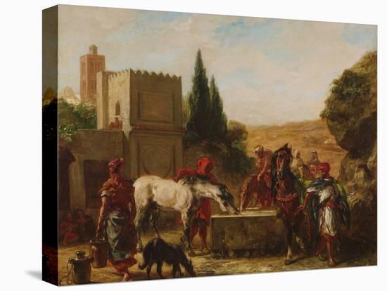 Horses at a Fountain, 1862 (Oil on Canvas)-Ferdinand Victor Eugene Delacroix-Premier Image Canvas