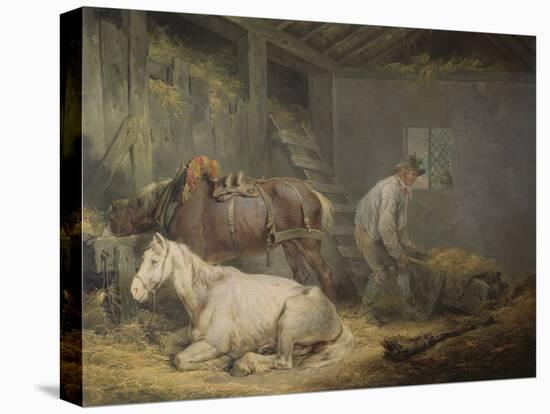 Horses in a Stable, 1791 (Oil on Canvas)-George Morland-Premier Image Canvas