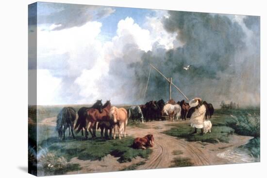 Horses in the Storm, 1862-Karoly Lotz-Premier Image Canvas
