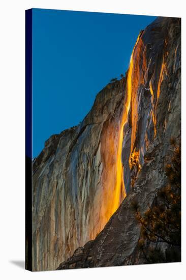 Horsetail Falls Lit From Behind By The Setting Sun, Creating The Famed "Firefall"-Joe Azure-Stretched Canvas