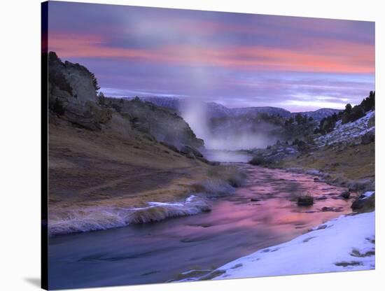 Hot Creek at sunset, natural hot spring in Mammoth Lakes region, eastern Sierra Nevada, California-Tim Fitzharris-Stretched Canvas