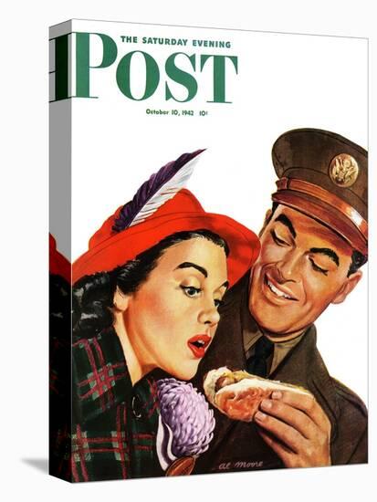 "Hot Dog for a Hot Date," Saturday Evening Post Cover, October 10, 1942-Al Moore-Premier Image Canvas