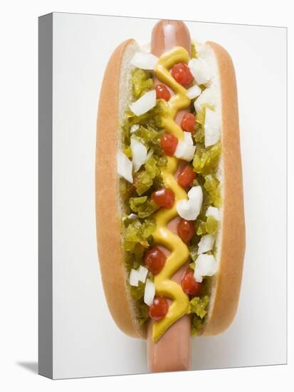 Hot Dog with Relish, Mustard, Ketchup and Onions-null-Premier Image Canvas