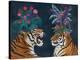 Hot House Tigers, Pair, Dark-Fab Funky-Stretched Canvas